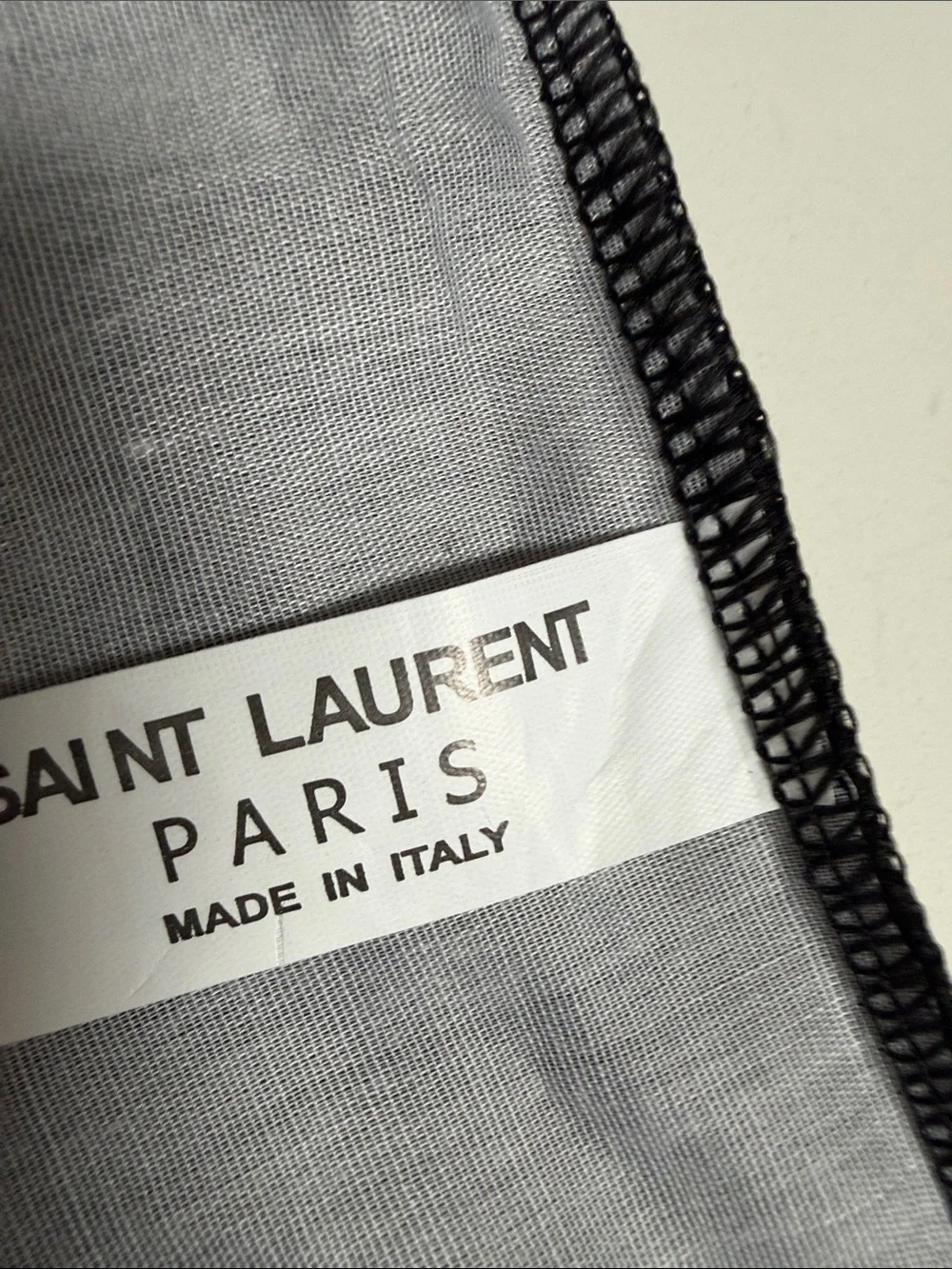 Saint Laurent Black and White Logo Drawstring Pouch